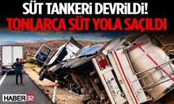 Burdur’da Süt Tankeri Devrildi! Süt Yola Döküldü