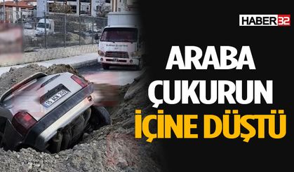 Otomobil Çukura Düştü, Sürücü Yaralandı