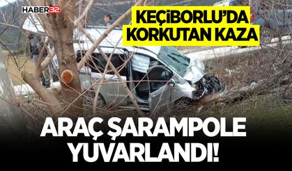 Keçiborlu’da Korkutan Kaza - Araç Şarampole Yuvarlandı!