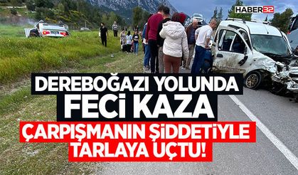 Çarpışmanın şiddetiyle tarlaya uçtu!