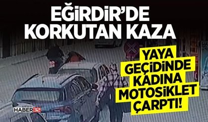 Yaya geçidinde karşıya geçen kadın, motosikletin çarpmasıyla yaralandı