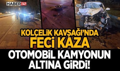 Feci Kaza-Otomobil Kamyonun Altına Girdi!
