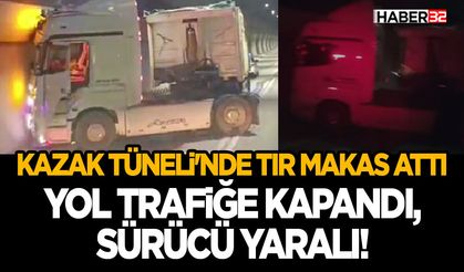 Kazak Tüneli'nde Tır Makas Attı