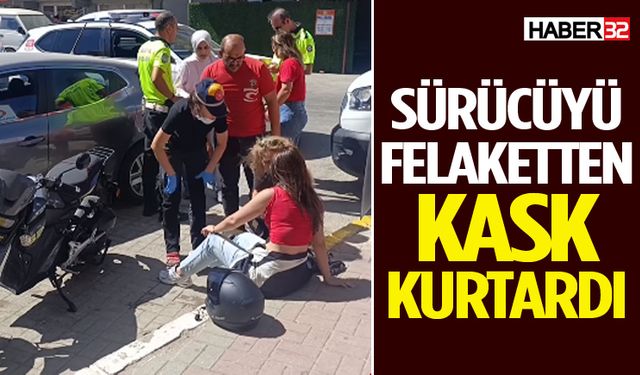 Sürücüyü Felaketten Kask Kurtardı