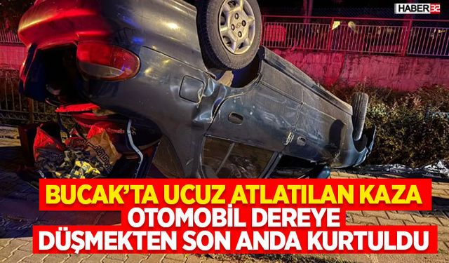 Otomobil Dereye Düşmekten Son Anda Kurtuldu