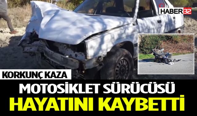 Feci Çarpışma! Motosiklet ile Otomobil Kafa Kafaya Çarpıştı