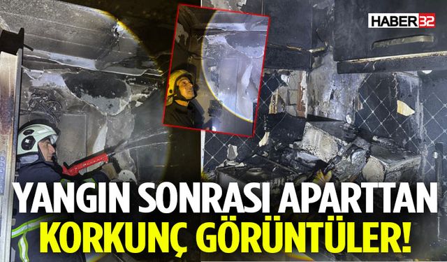 Yangın Sonrası Aparttan Korkunç Görüntüler hiçbir şey kalmamış!