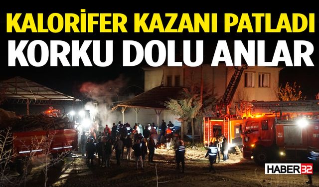 Kalorifer kazanı patladı: Ev alev alev yandı