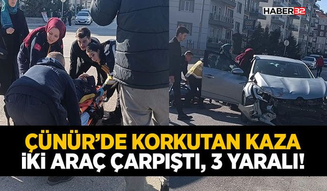 Çünür’de Korkutan Kaza: İki Araç Çarpıştı, 3 Yaralı!