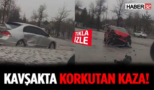 Kavşakta Korkutan Çarpışma: Araçlarda Maddi Hasar