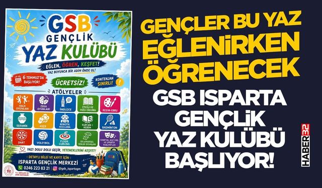 Gençler Bu Yaz Eğlenirken Öğrenecek: GSB Isparta Gençlik Yaz Kulübü Başlıyor!
