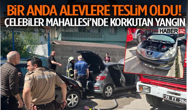 Isparta’da Park Halindeki Araçta Yangın Paniği