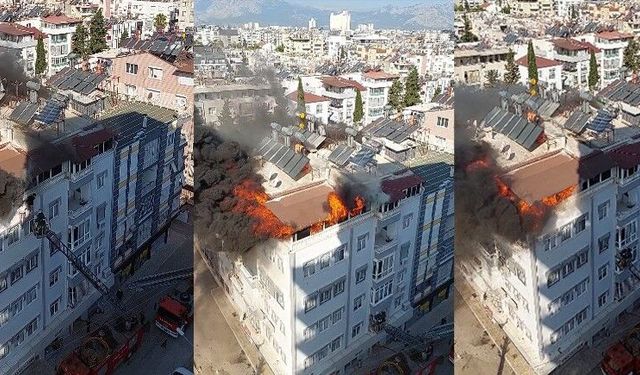 Antalya'da 5 katlı binanın terasındaki yangında can pazarı