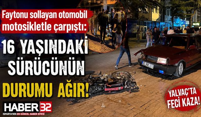 Otomobil, Karşı Şeritten Gelen Motosikletle Çarpıştı!