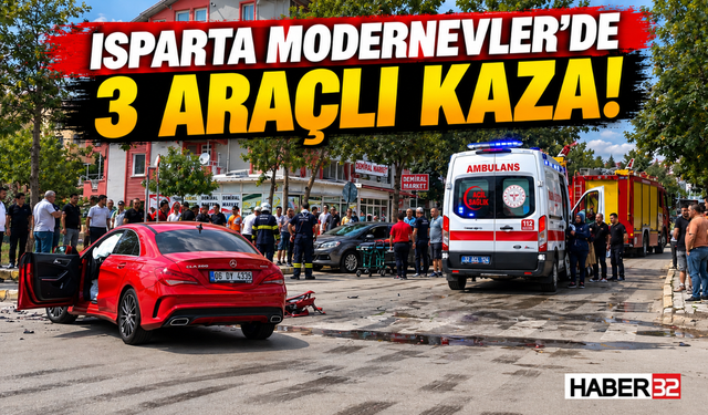 Isparta Modernevler’de 3 Araçlı Kaza!