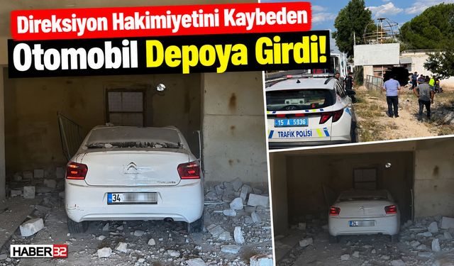 Direksiyon Hakimiyetini Kaybeden Otomobil Depoya Girdi