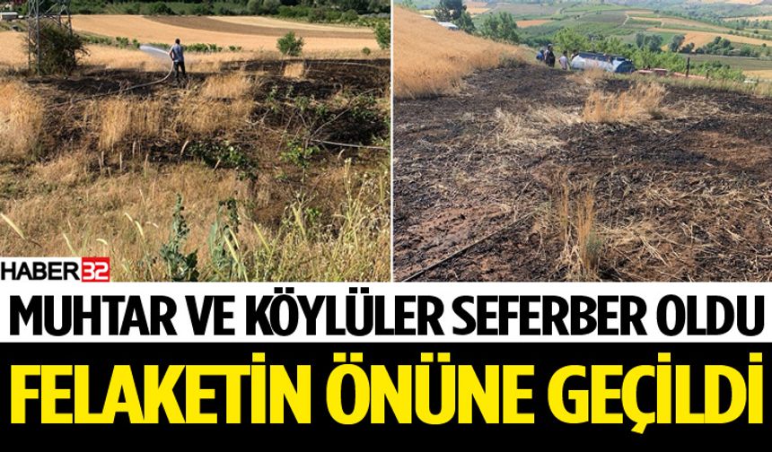 Buğday tarlasında çıkan yangın korkuttu