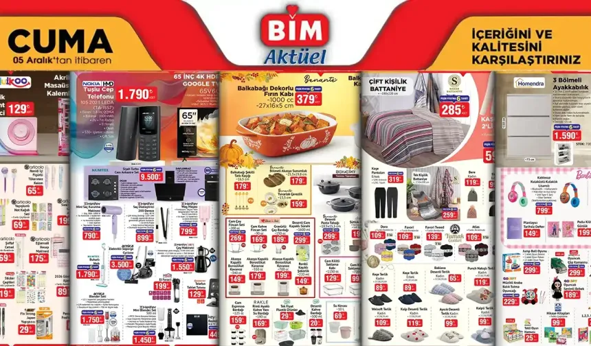 BİM 3 Aralık 2025 Aktüel Ürünler Kataloğu Bomba Gibi: 9 Kg Çamaşır Makinesi 9.999 TL, 5 Kg Kırmızı Mercimek 149 TL Fiyat
