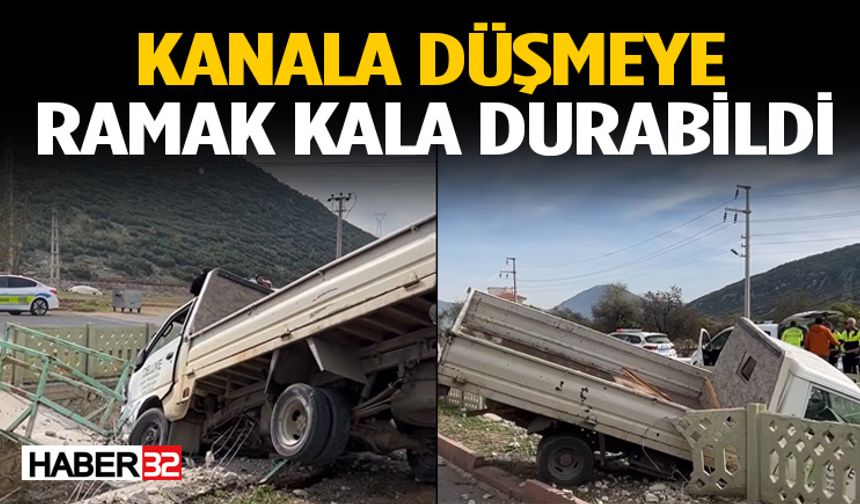 Araç Kanalın Kenarında Asılı Kaldı