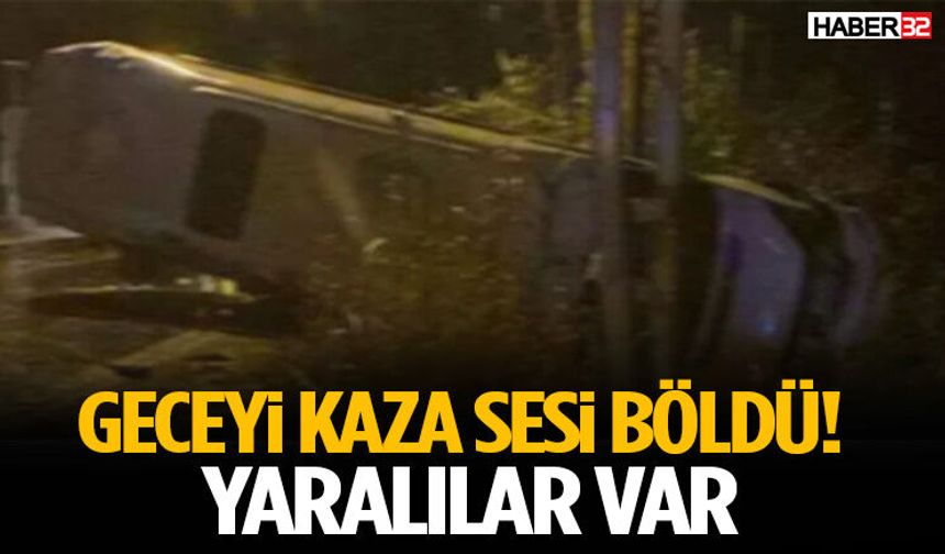 Gece Yarısı Minibüs Devrildi Yaralılar Var!