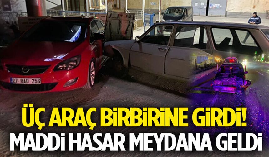 Üç Araç Birbirine Girdi! Maddi Hasar Meydana Geldi