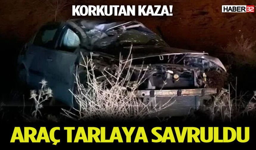 Şarkikaraağaç’ta Korkutan Kaza: Araç Tarlaya Savruldu