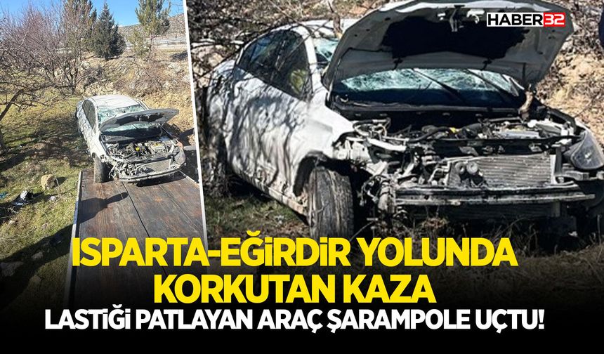 Lastiği Patlayan Araç Şarampole Uçtu!
