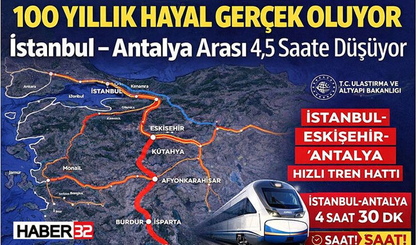 100 yıllık hayal gerçek oluyor istanbul antalya arası 4,5 saate düşüyor