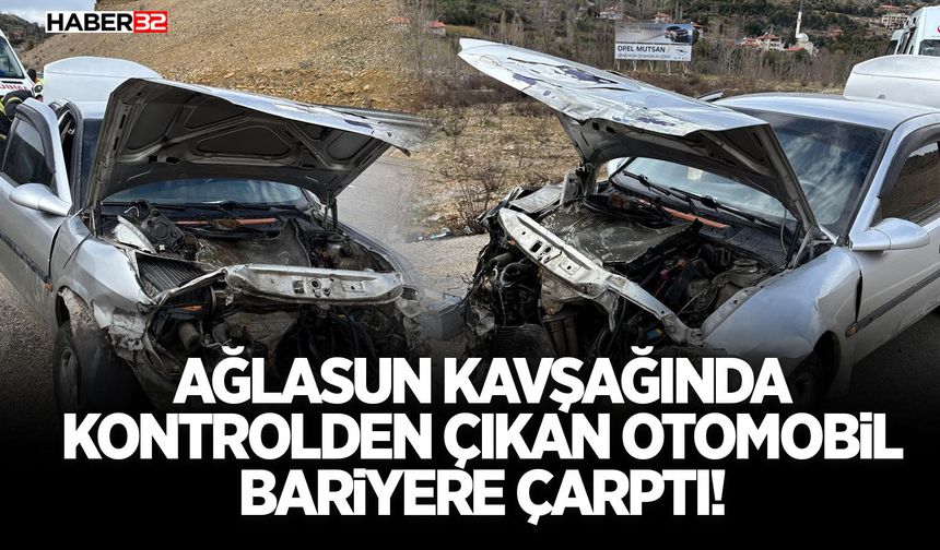 Kontrolden Çıkan Otomobil Bariyere Çarptı!