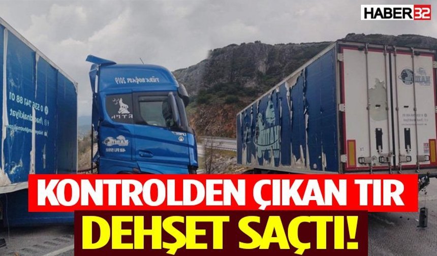 Kontrolden Çıkan Tır Demir Bariyerlere Saplandı!