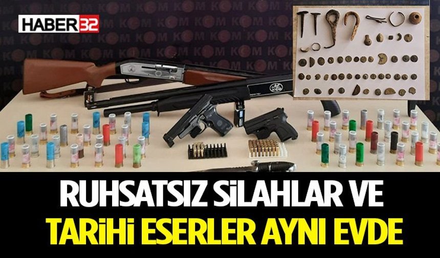 Ruhsatsız Silahlar Ve Tarihi Eserler Aynı Evde