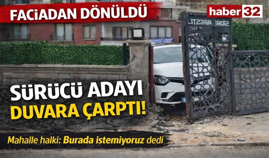 Sürücü kursu aracı duvara çarptı