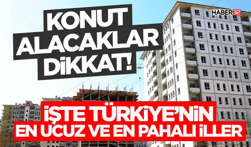 Konut Alacaklar Dikkat! İşte Türkiye’nin En Ucuz ve En Pahalı İller
