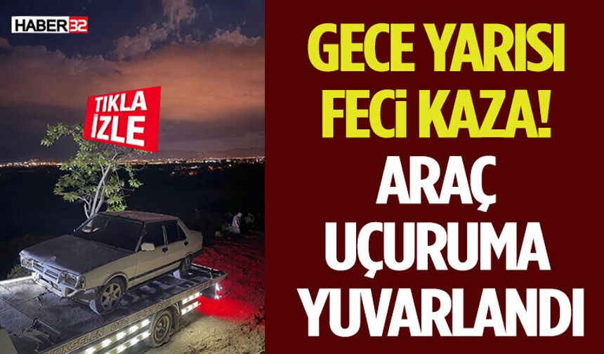Gece Yarısı Feci Kaza! Araç Uçuruma Yuvarlandı