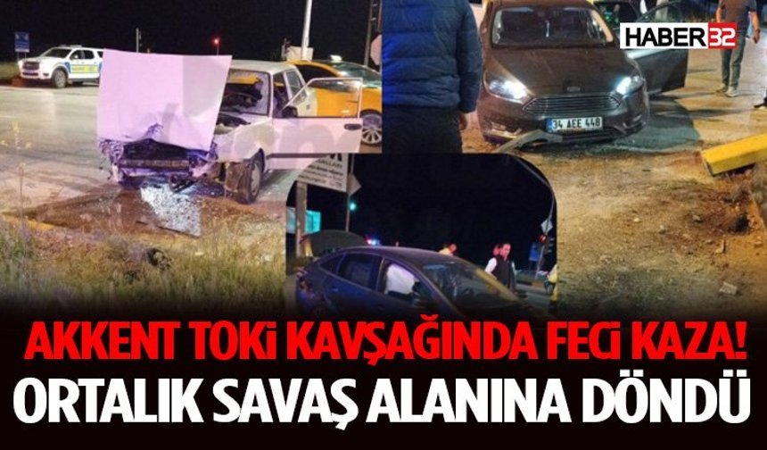 Akkent TOKİ Kavşağında Feci Kaza! Ortalık Savaş Alanına Döndü