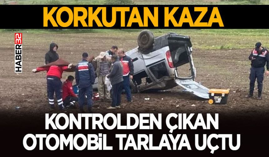 Kontrolden Çıkan Otomobil Tarlaya Uçtu