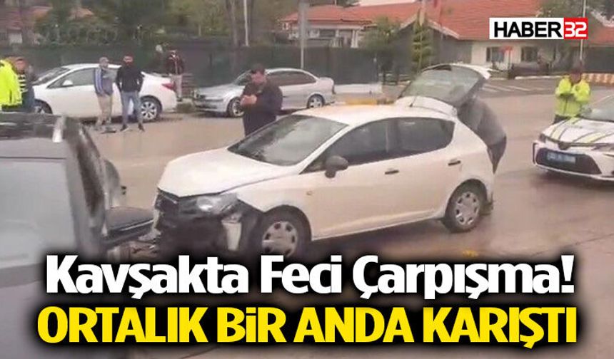 Kavşakta Feci Çarpışma! Ortalık Bir Anda Karıştı