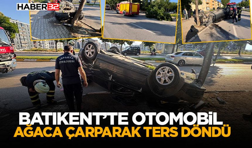 Batıkent’te Otomobil Ağaca Çarparak Ters Döndü