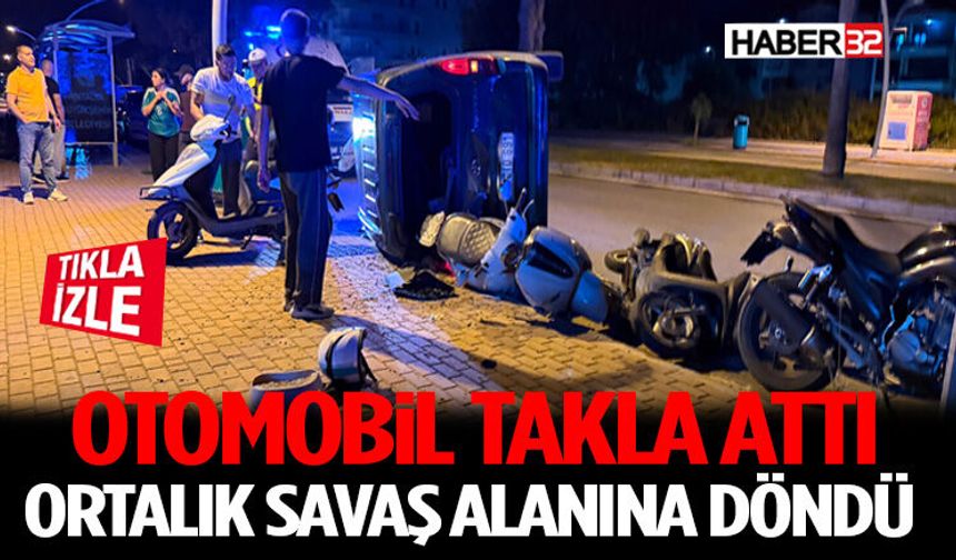 Otomobil Takla Attı, Ortalık Savaş Alanına Döndü