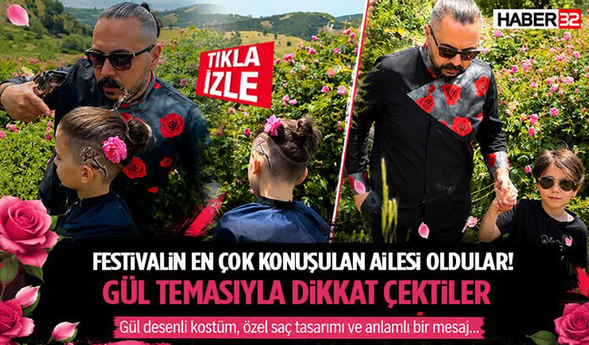 Festivalin En Çok Konuşulan Ailesi Oldular! Gül Temasıyla Dikkat Çektiler