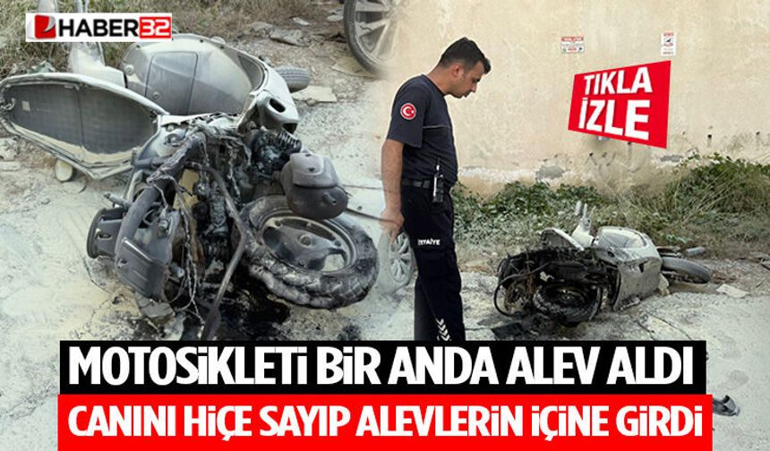 Motosikleti Bir Anda Alev Aldı Canını Hiçe Sayıp Alevlerin İçine Girdi