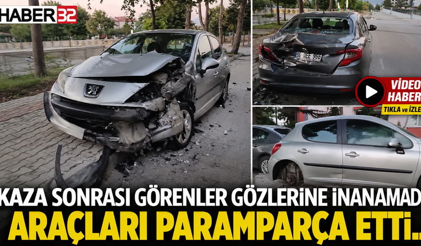Isparta’da Kaza Sonrası Araçlar Kullanılamaz Hale Geldi