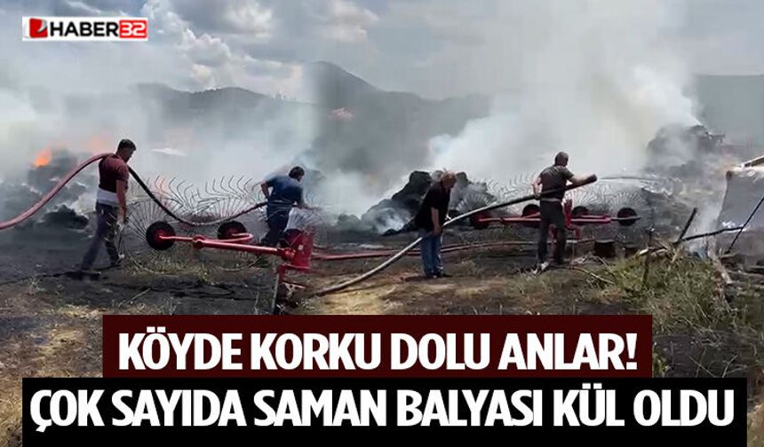 Köyde Korku Dolu Anlar! Çok Sayıda Saman Balyası Kül Oldu