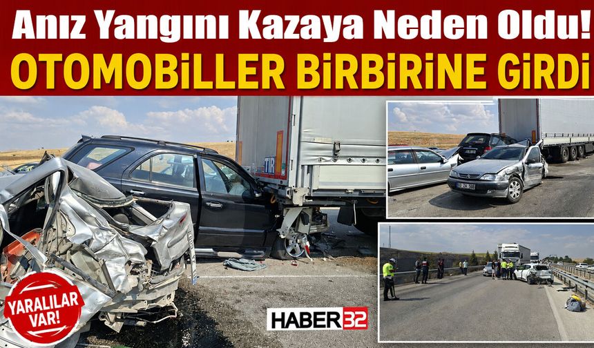 Anız Yangını Kazaya Neden Oldu: 13 Araç Birbirine Girdi!