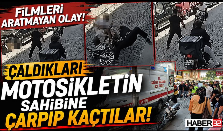 Çaldıkları Motosikletin Sahibine Çarpıp Kaçtılar!