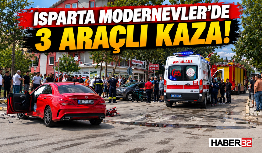 Isparta Modernevler’de 3 Araçlı Kaza!