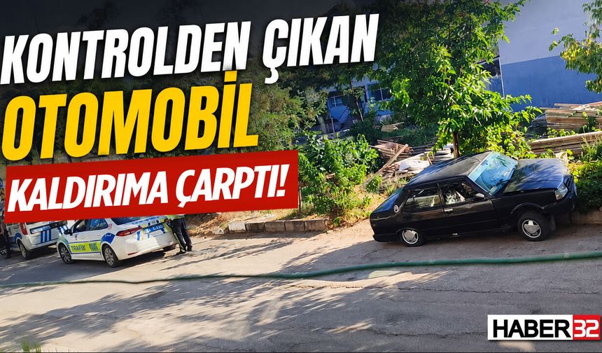 Kontrolden Çıkan Otomobil Kaldırıma Çarptı!
