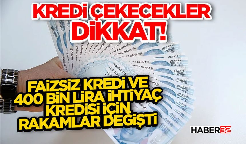 Faizsiz Kredi ve 400 Bin Lira İhtiyaç Kredisi İçin Rakamlar Değişti