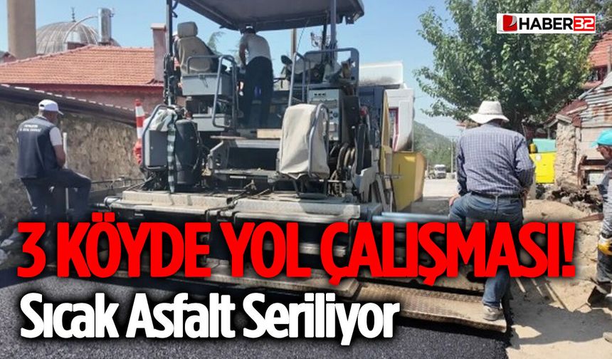 3 Köyünde Yol Çalışması! Sıcak Asfalt Seriliyor