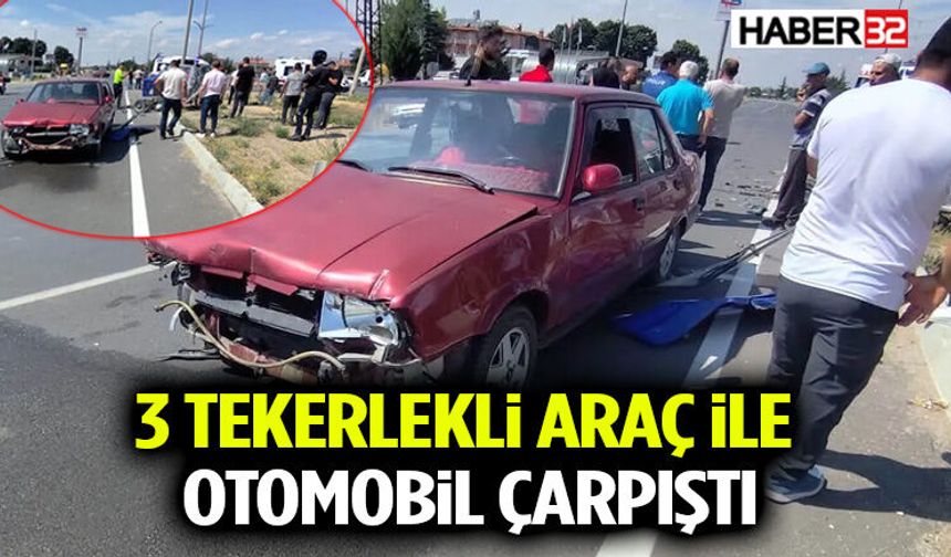 Şarkikaraağaç’ta 3 Tekerlekli Araç ile Otomobil Çarpıştı